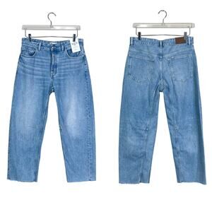 NEW Madewell | Darted Barrel Leg Button Fly Medium Wash Denim Blue Jeans 28